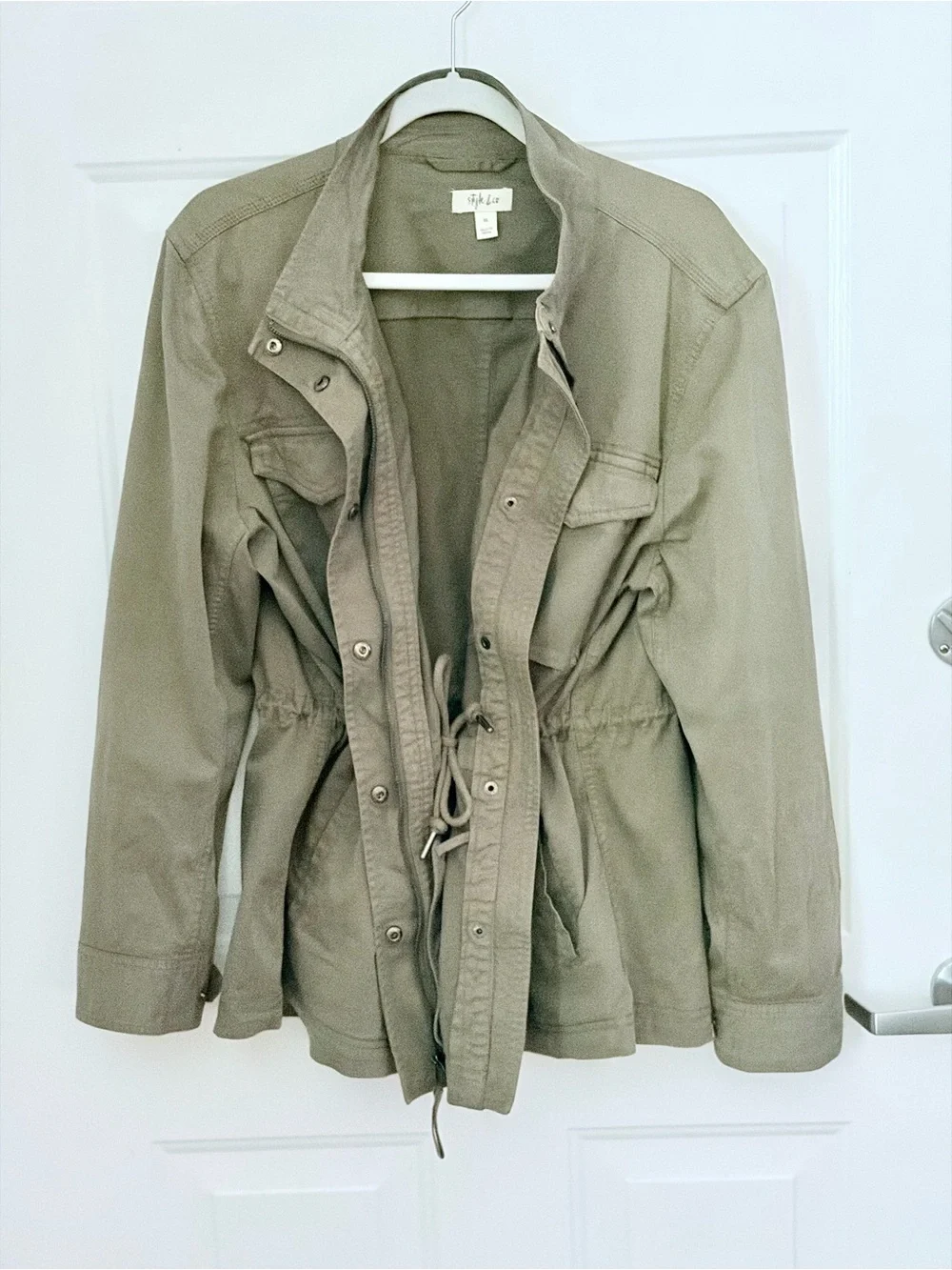 Style & Co. Olive Green Drawstring Utility Jacket NWOT. - Picture 1 of 8